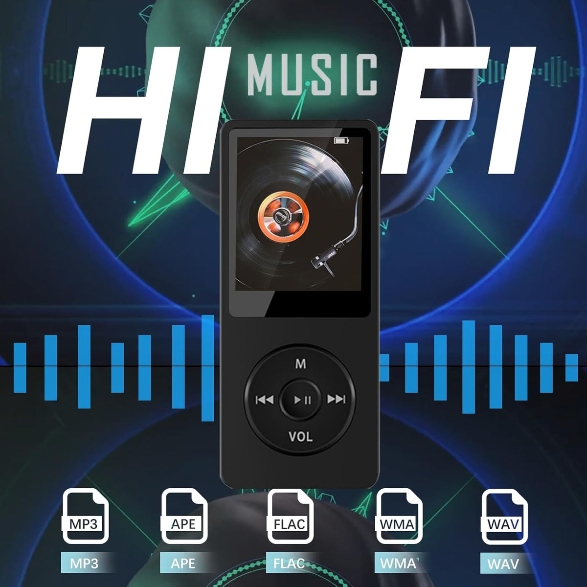 32GB Bluetooth MP3 Player with Speaker, FM Radio, Voice Recorder, Alarm Clock, Supports up to 128GB, Including Earphones F222