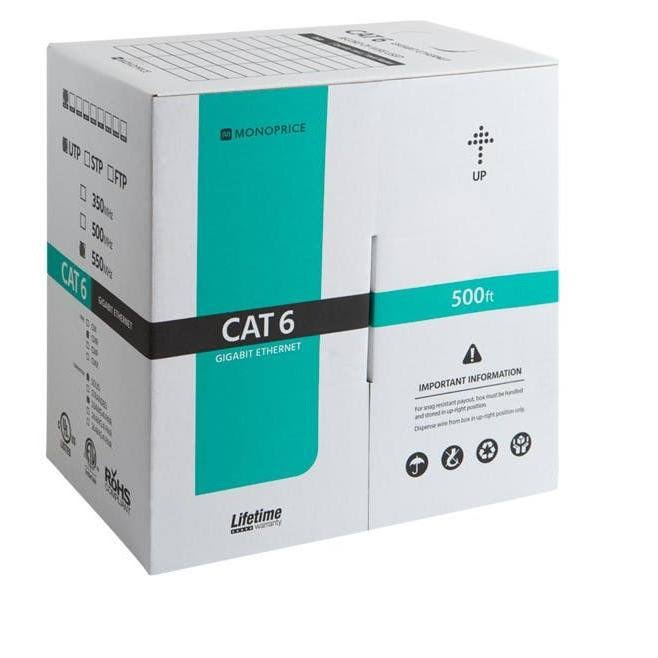 Cat6 Ethernet Bulk Cable, Solid, 550Mhz, UTP, CMR, Riser-Rated, Pure Bare Copper WIRE, 23AWG, 500ft, Purple, (UL) Z35045