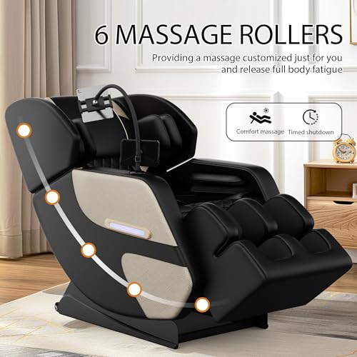 Gold PU Leather Zero Gravity Massage Chair with Airbags and Foot Roller L338