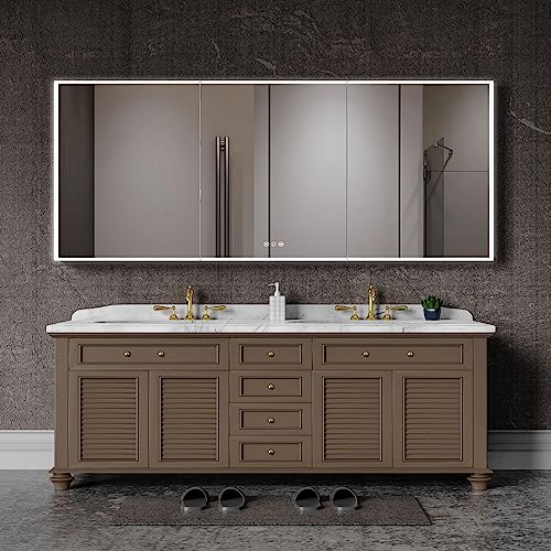 48”W x 30”H Wall Mounted LED Medicine Cabinet Mirror with Double Doors M551