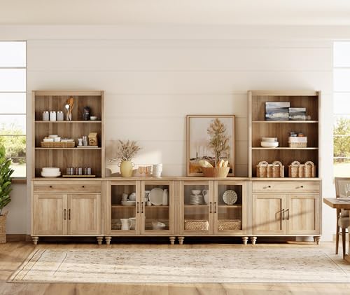 Off White Entertainment Center with Bookshelves, 8 Doors & 4 Drawer TV Stand H790