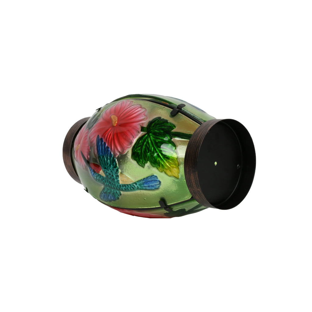 Hand Painted Green Glass Solar Lantern R453