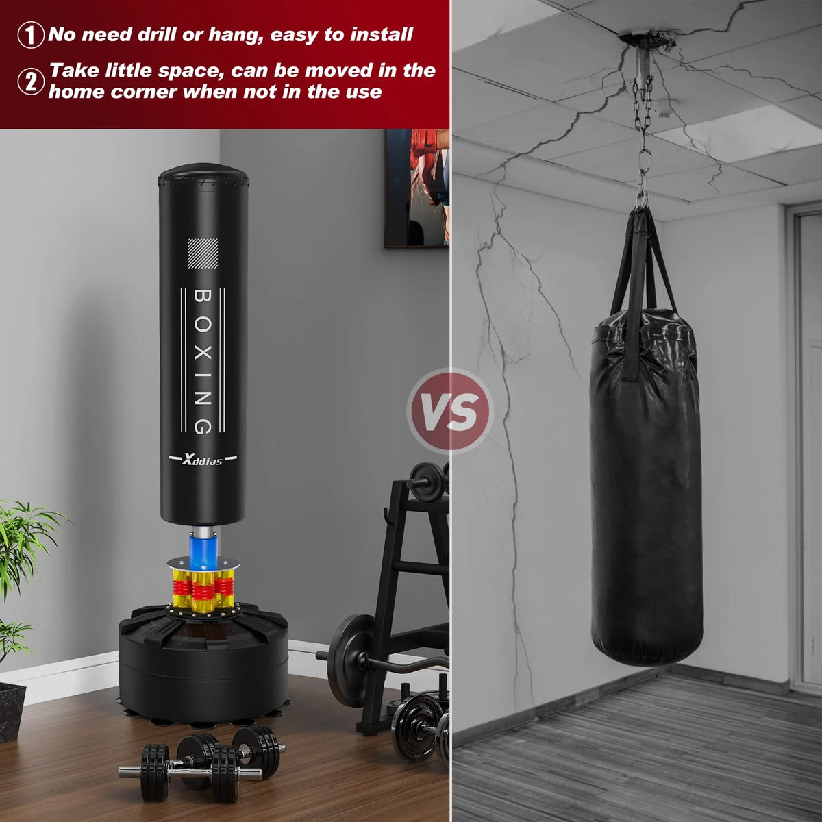 Punching Bag with Stand 70''-205lbs Freestanding L825403