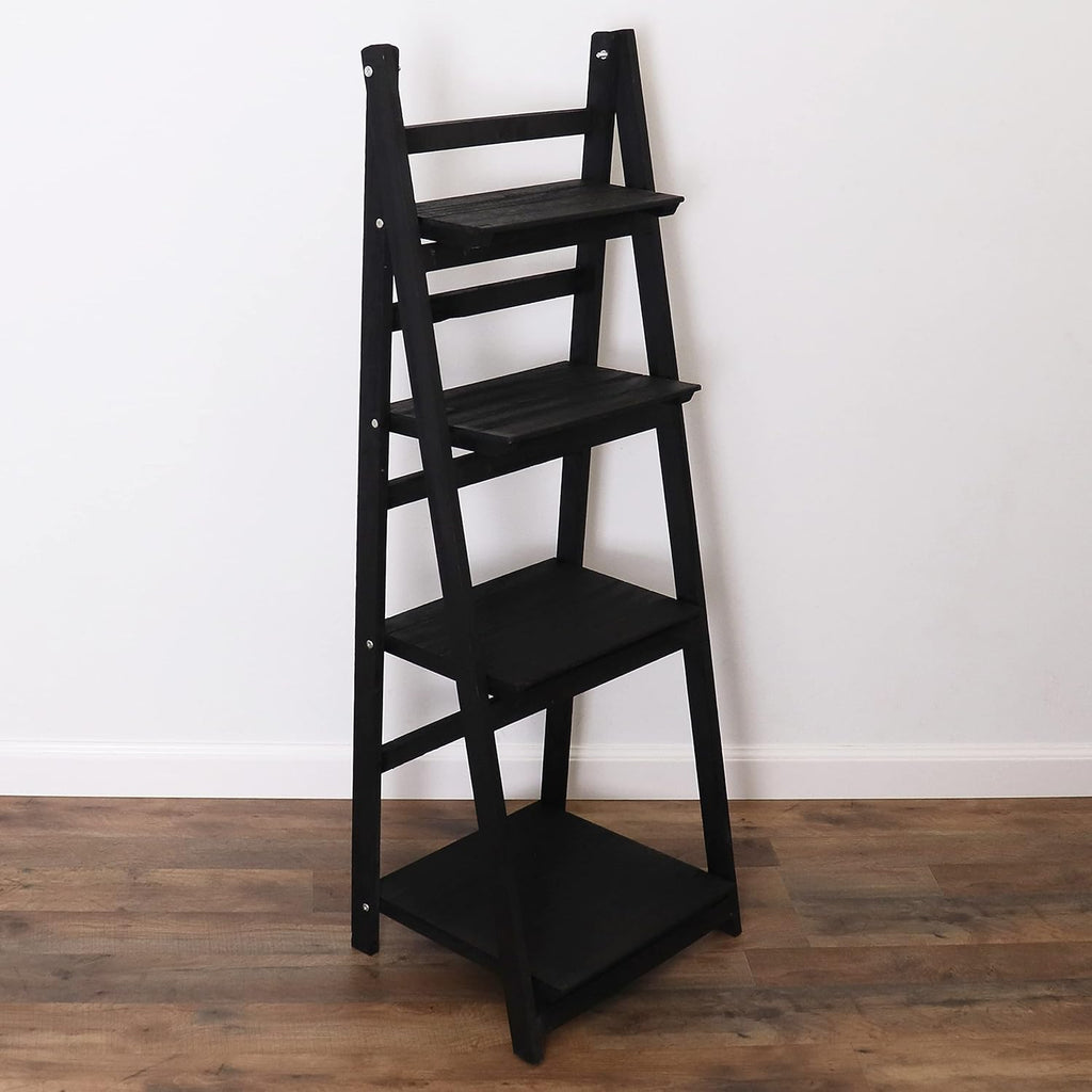 Distressed White Wooden Ladder Bookshelf X88406