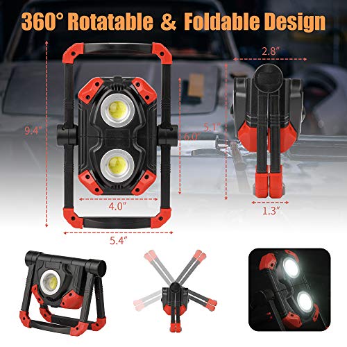 Rechargeable 2 COB 2500LM Folding Portable LED Work Light H149
