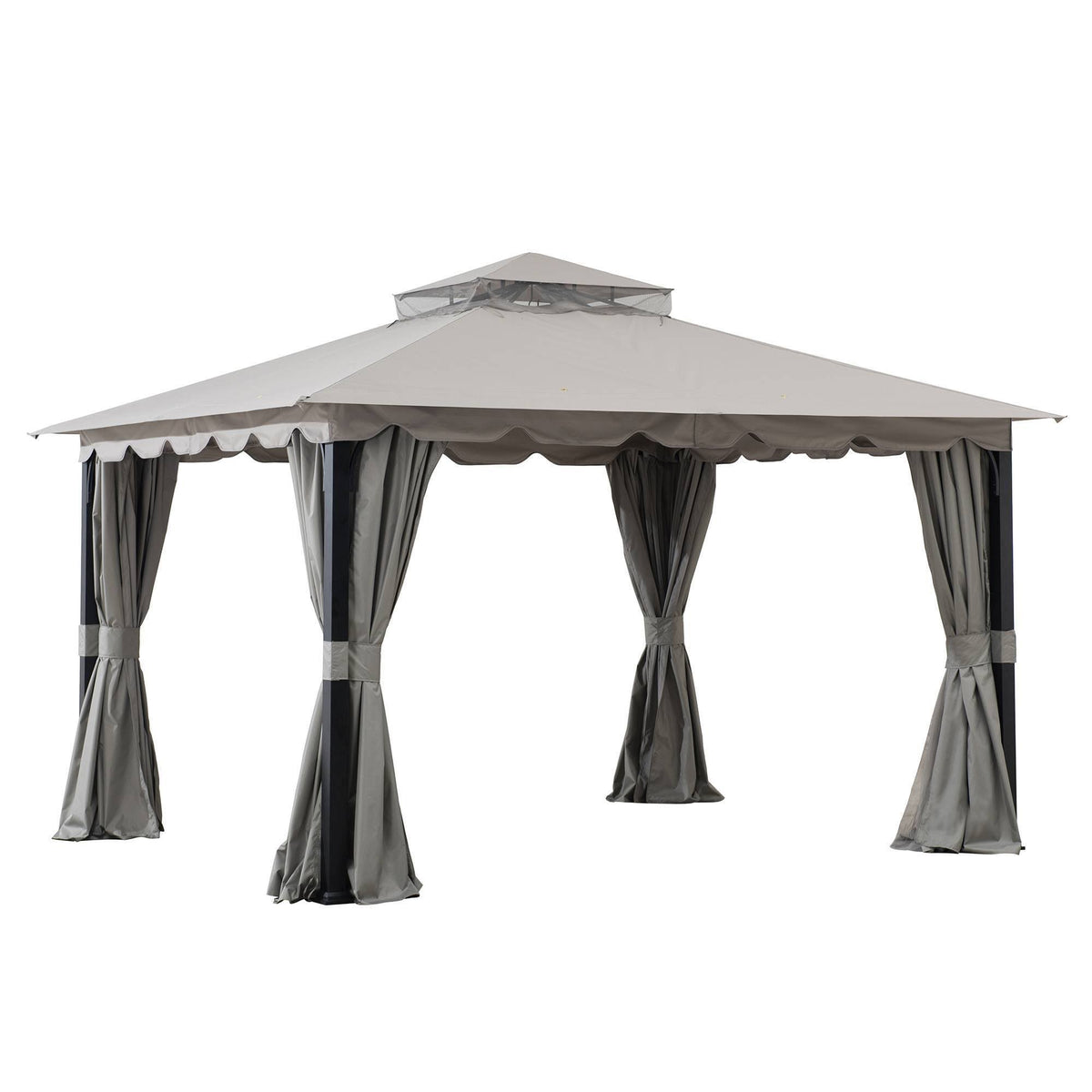 10x11 ft. Steel Gazebo with 2-Tier Hip Roof, Gray X855