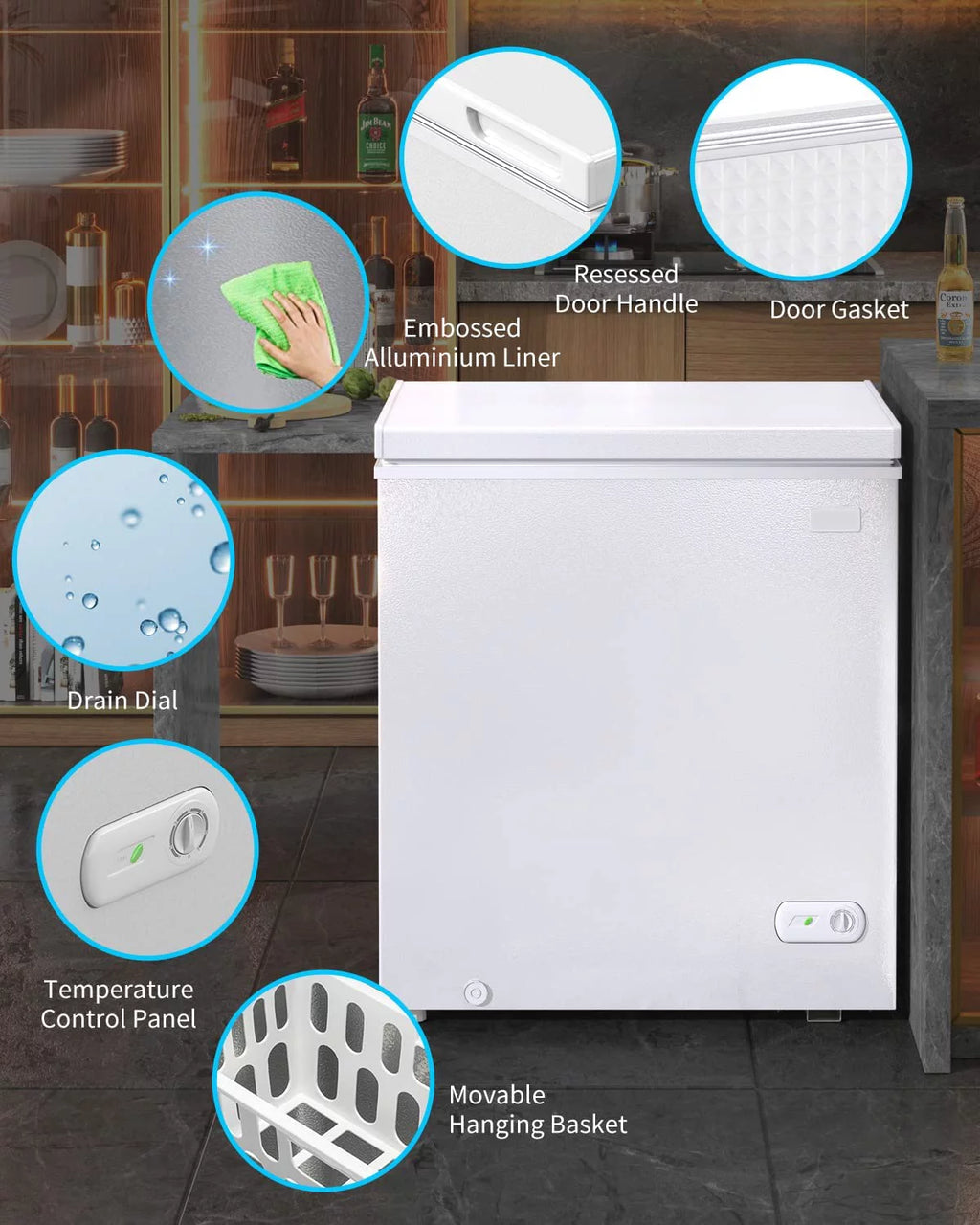 5.0 Cu ft White Chest Freezer with Storage Basket H4936