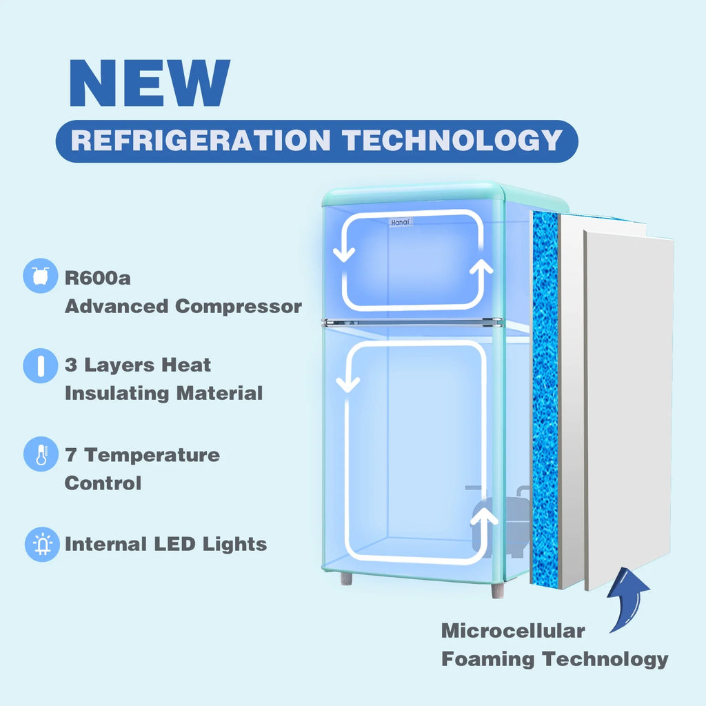 Mini Fridge with Freezer 3.5 Cu.ft Blue I767