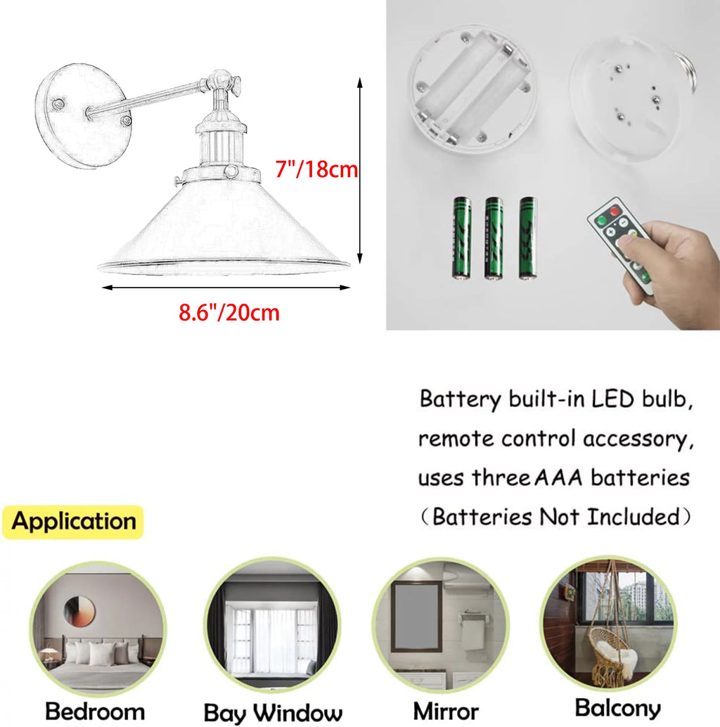 Dark Green 2-Lights Battery Wall Sconce Light Fixture K1605