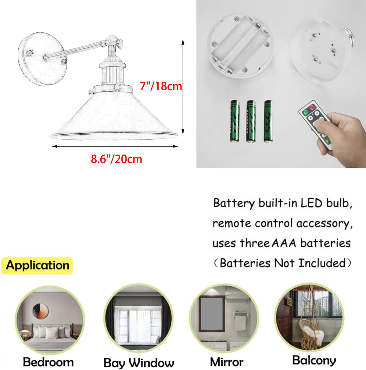 Dark Green 2-Lights Battery Wall Sconce Light Fixture K1605