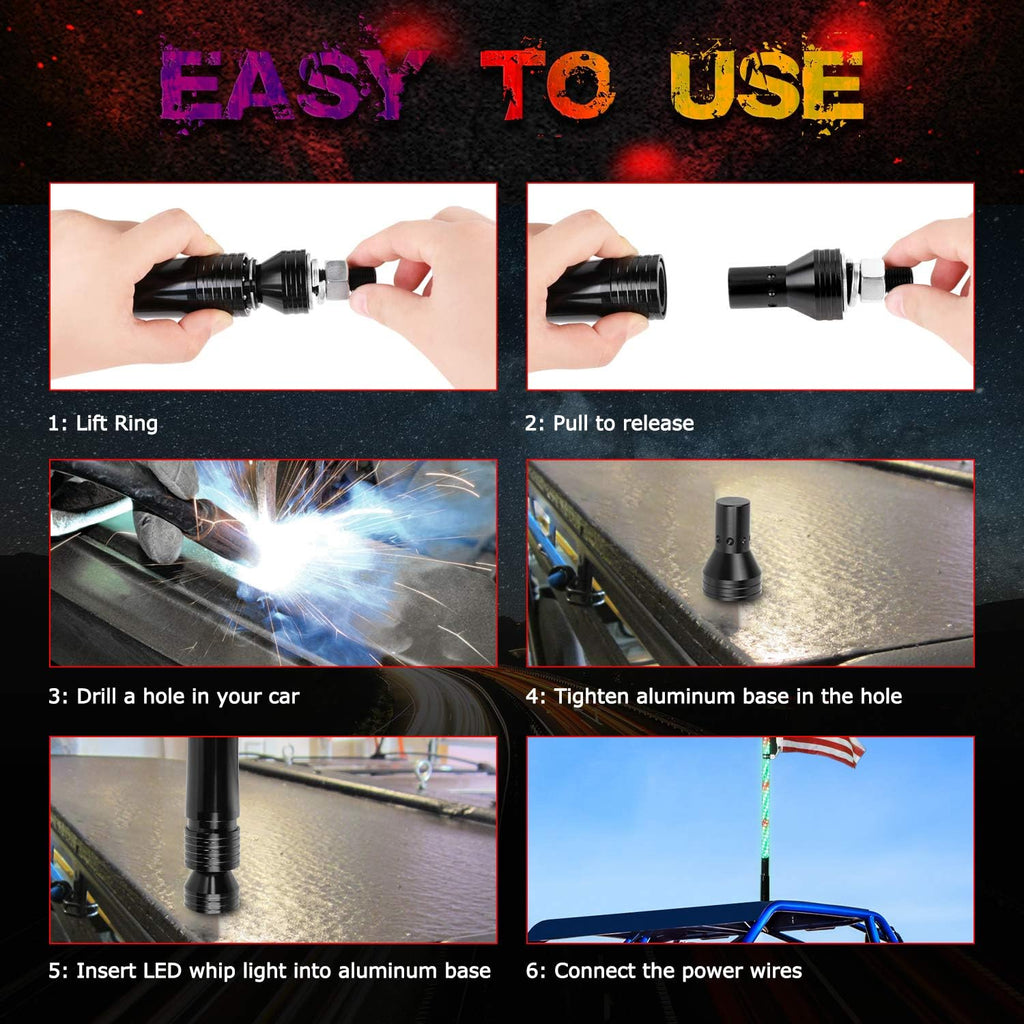 Pack of 2 LED RGB Whip Lights for Offroad UTV ATV X3885