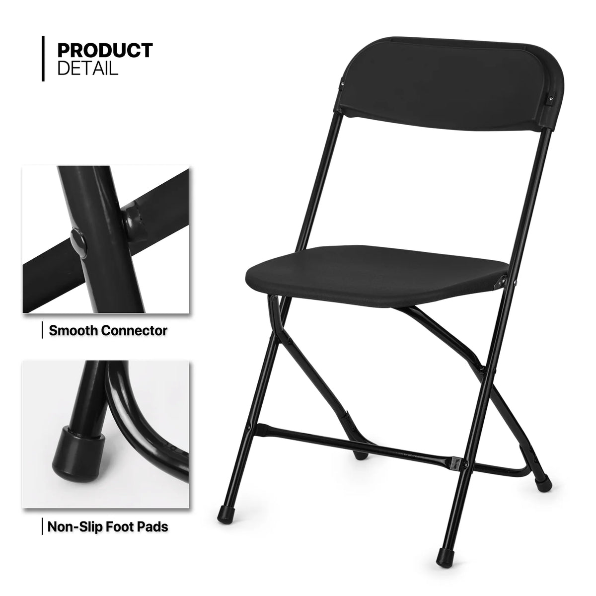 5 Ft Foldable Plastic Card Table and Chair Set, Black J15946