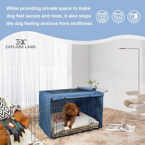 Dog Crate Cover Heavy Duty Polyester Pet Kennel Sunshade 42 inches Black Q558