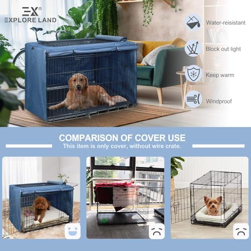 Dog Crate Cover Heavy Duty Polyester Pet Kennel Sunshade 42 inches Black Q558