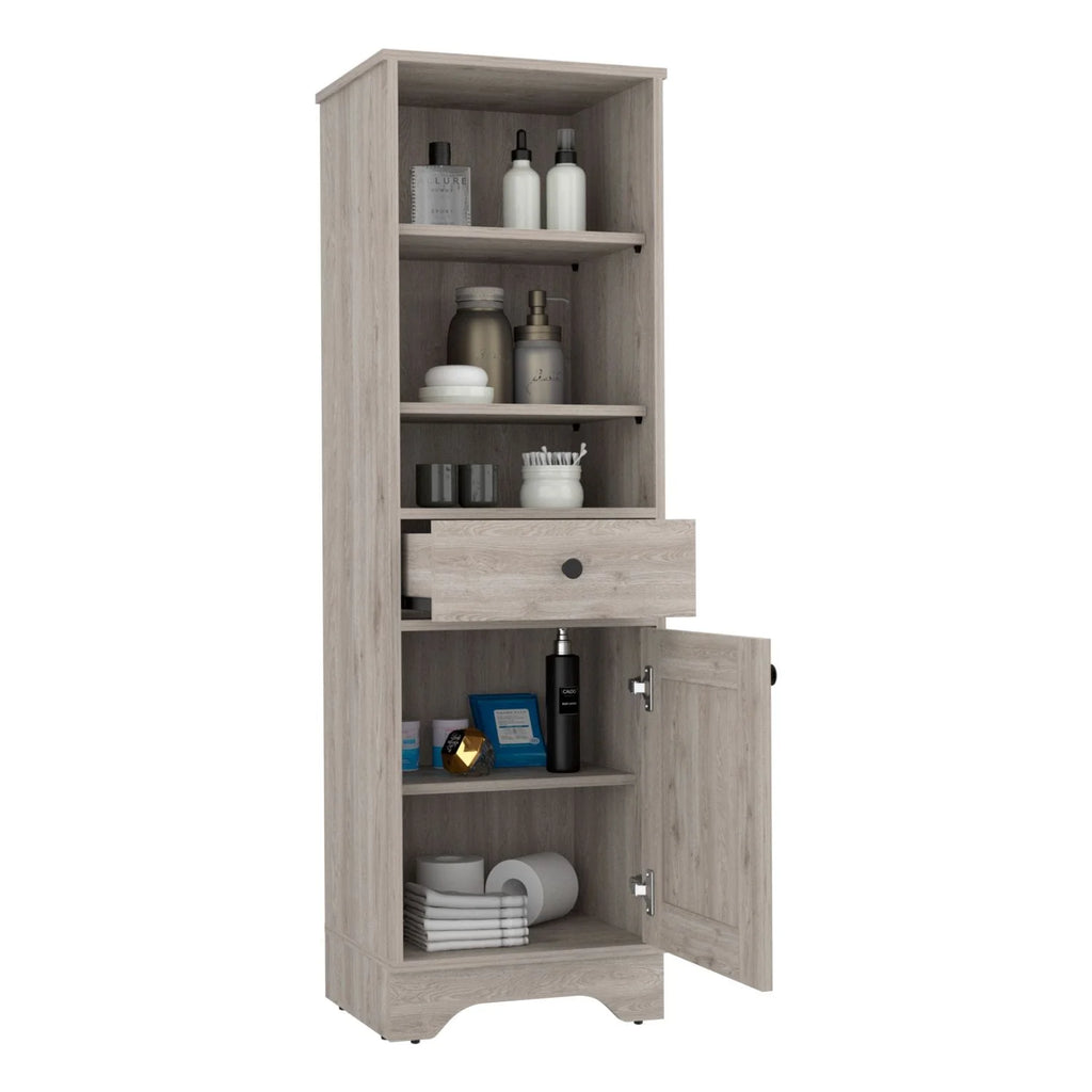 Light Oak & White Single Door Cabinet W452