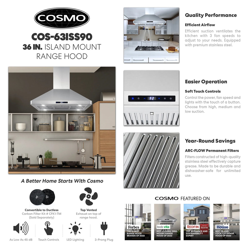 30 380 CFM Ducted Island Range Hood in Stainless Steel C307361