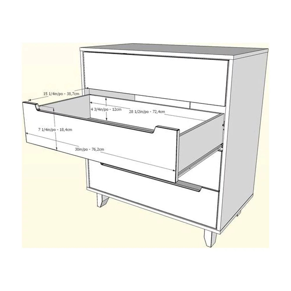 4 Drawer Chest in White and Natural Maple X19722