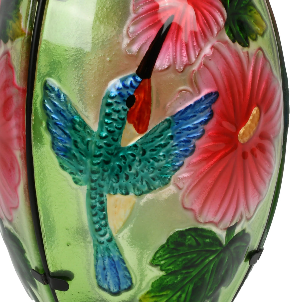 Hand Painted Green Glass Solar Lantern R453