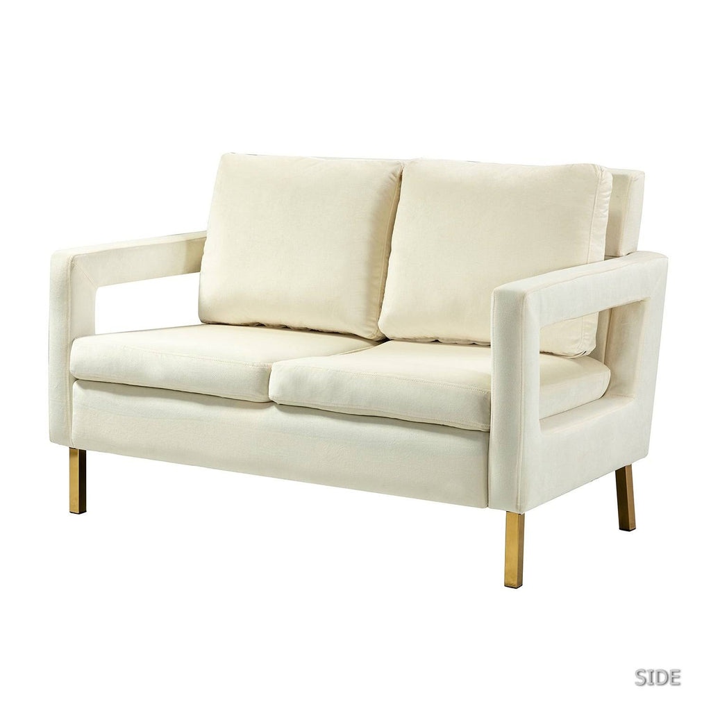 Green 50x22 Loveseat with Gold Metal Legs R1204