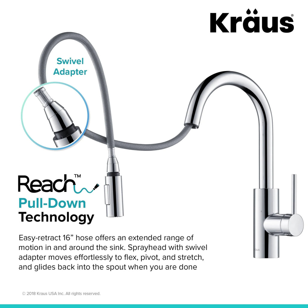 2-Function 1-Handle Pulldown Kitchen Faucet with Dispenser Faucet R801