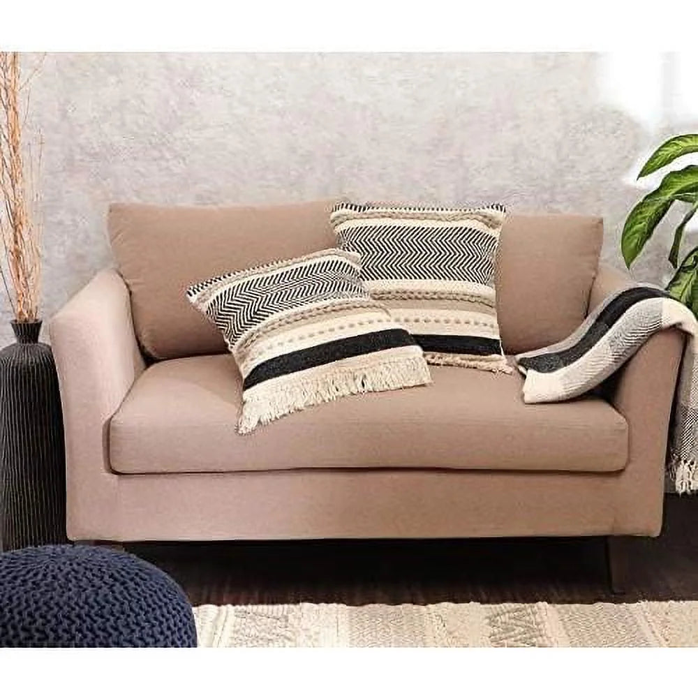 Handmade Boho Throw Pillow Covers Set Of 2 18"X18" Black K3170