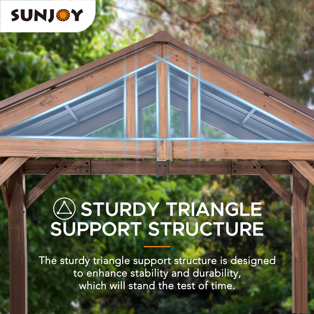 9 ft. x 6 ft. Cedar Wood Hardtop Grill Gazebo U89851