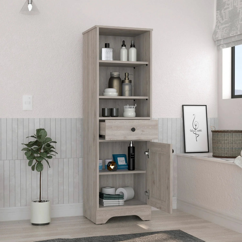Light Oak & White Single Door Cabinet W452