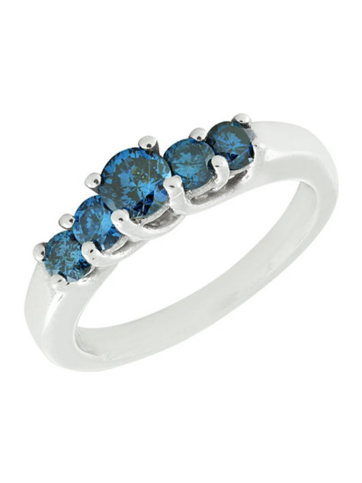 10K White Gold Treated Blue Diamond Engagement Ring 0.75ct Z759