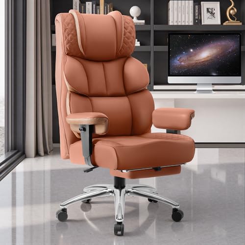 Black Leather Ergonomic Reclining Office Chair with Footrest I68055