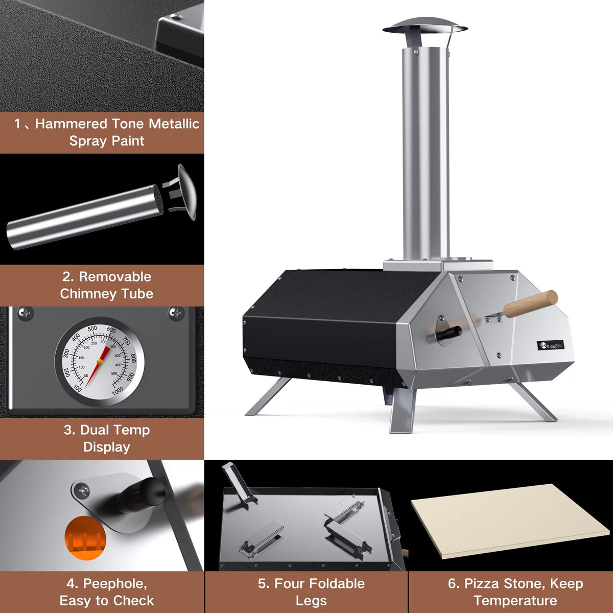 13 Wood Pellet Stainless Steel Pizza Oven with Foldable Legs R6734