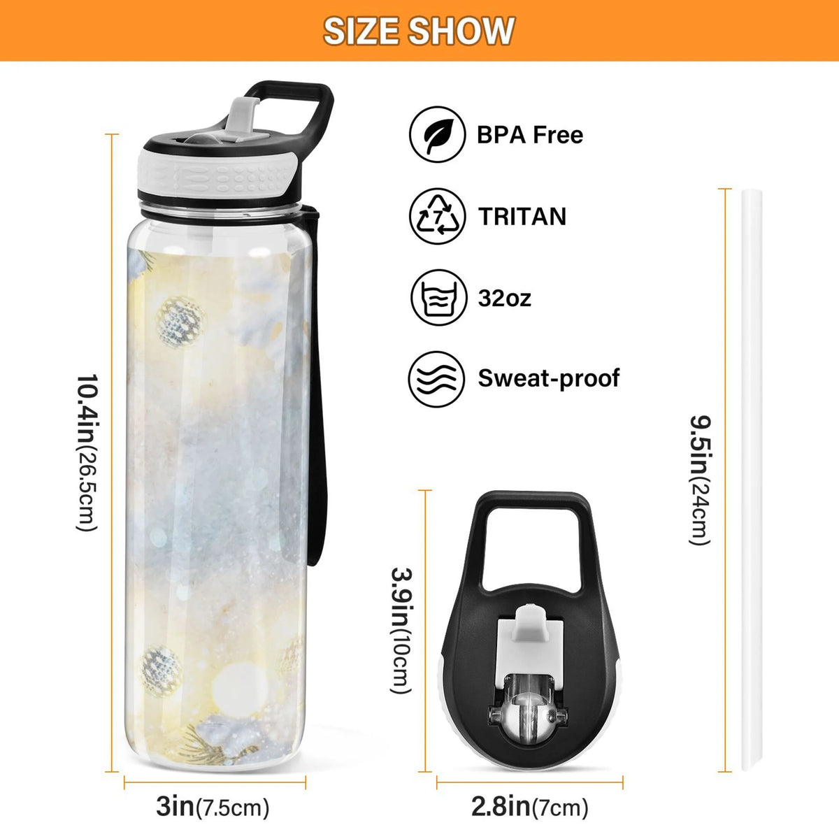 32oz Tritan Leakproof Clear Sports Water Bottle B719