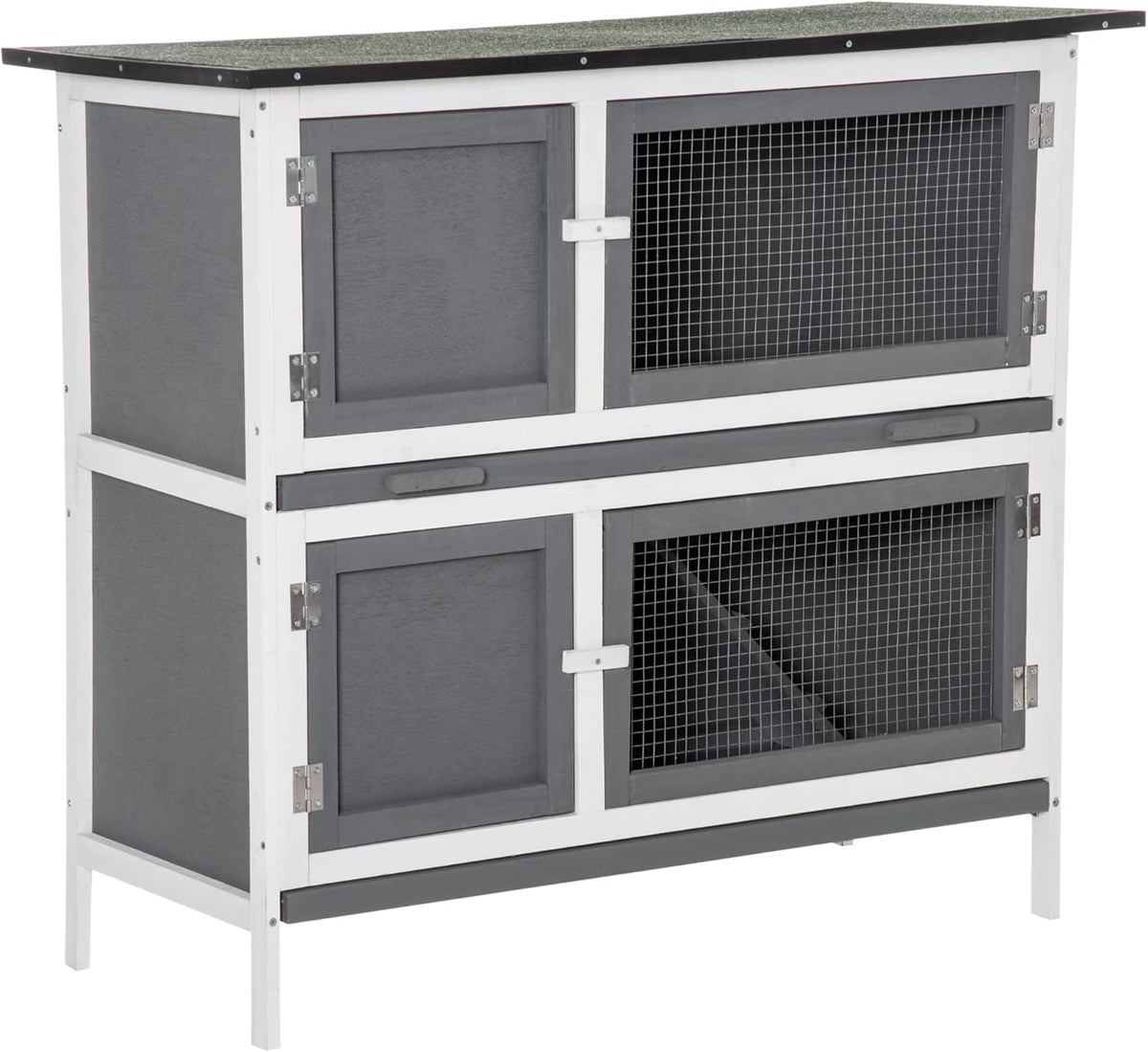 Yellow Wooden Rabbit Hutch with Ramp and Removable Tray O903084