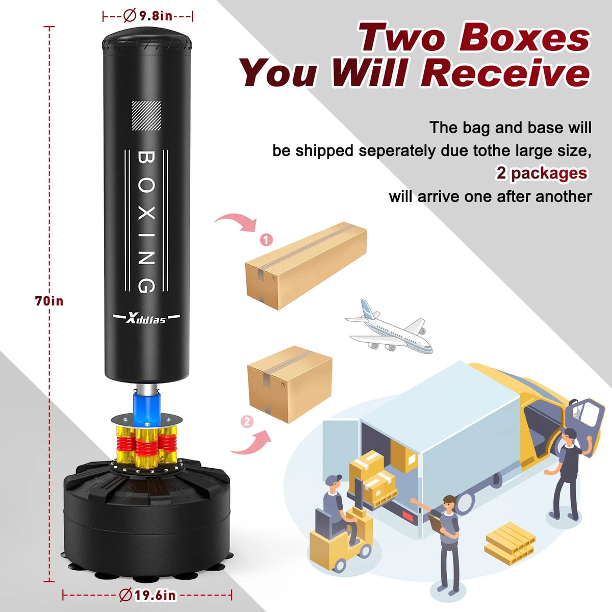 Punching Bag with Stand 70''-205lbs Freestanding L825403