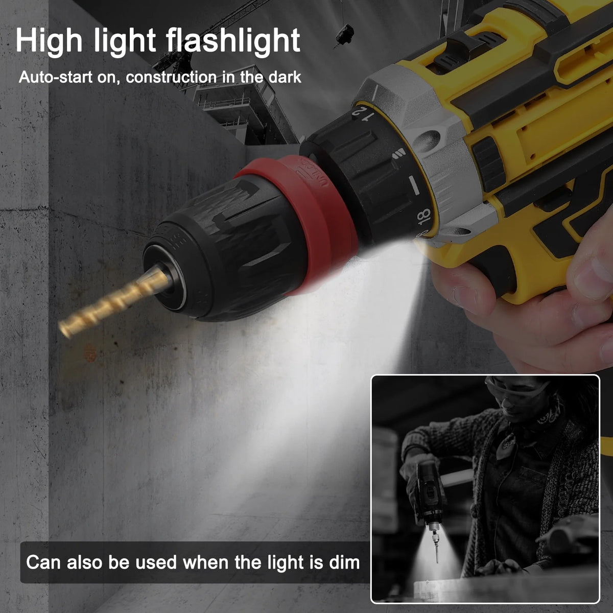 21V 2in1 Electric Screwdriver High Torque Brushed Motor X4053