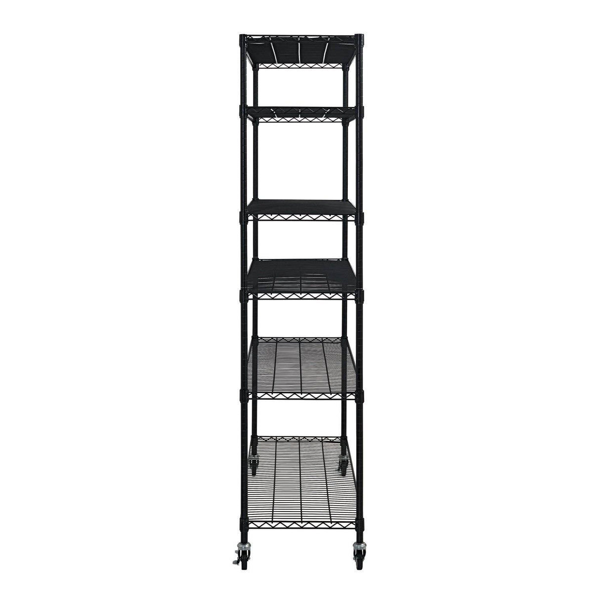 Black 6-Tier Wire Shelving Unit with Rubber Casters J258099