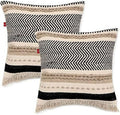 Handmade Boho Throw Pillow Covers Set Of 2 18"X18" Black K3170