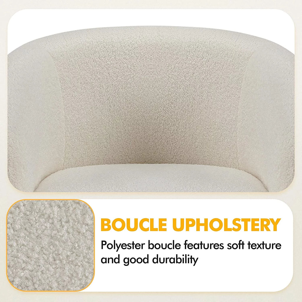 Ivory Faux Fur Barrel Chair H603140