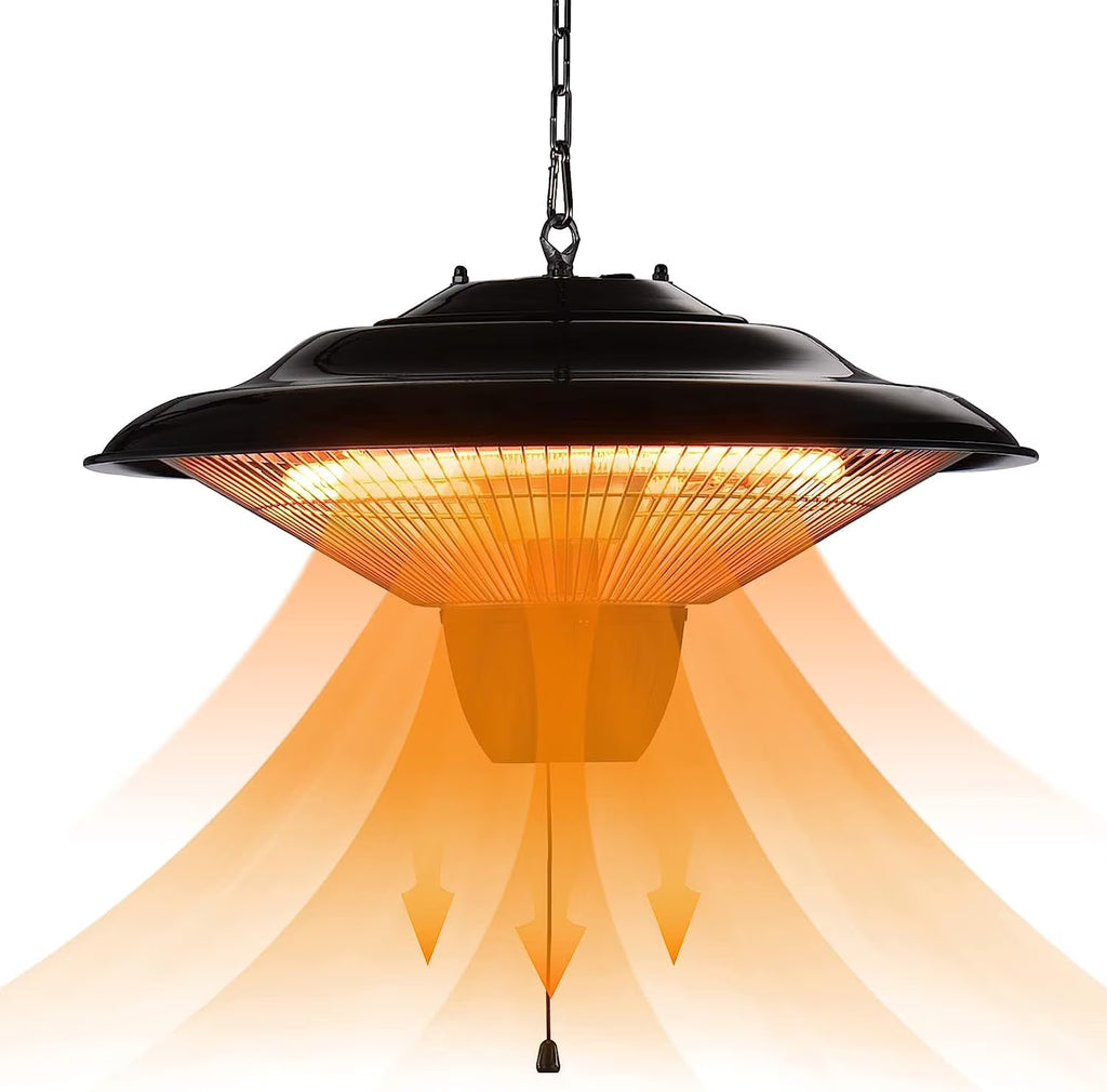 1500W Electric Hanging Patio Heater with Overheat & Tip-Over Protection, IP34 Waterproof J644