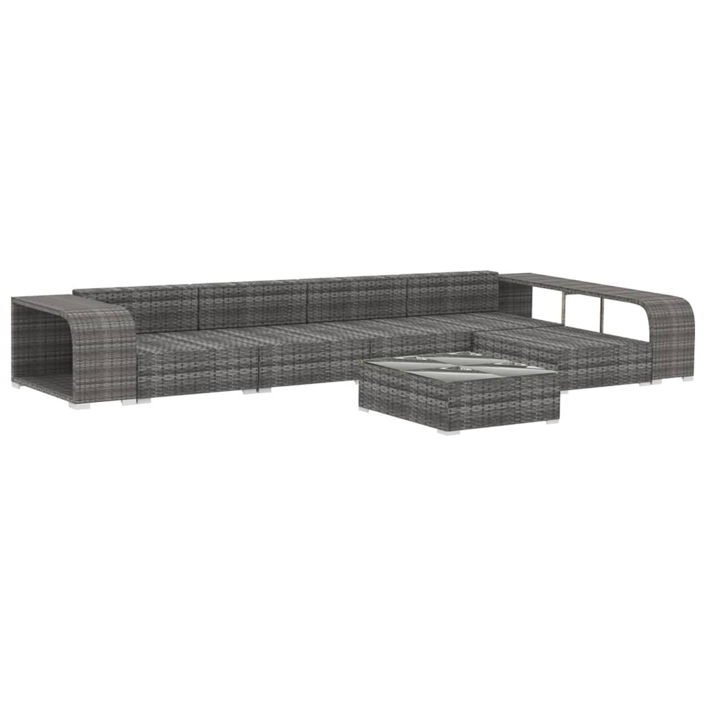 8 Piece Poly Rattan Outdoor Sectional Sofa Set with Cushions H57522