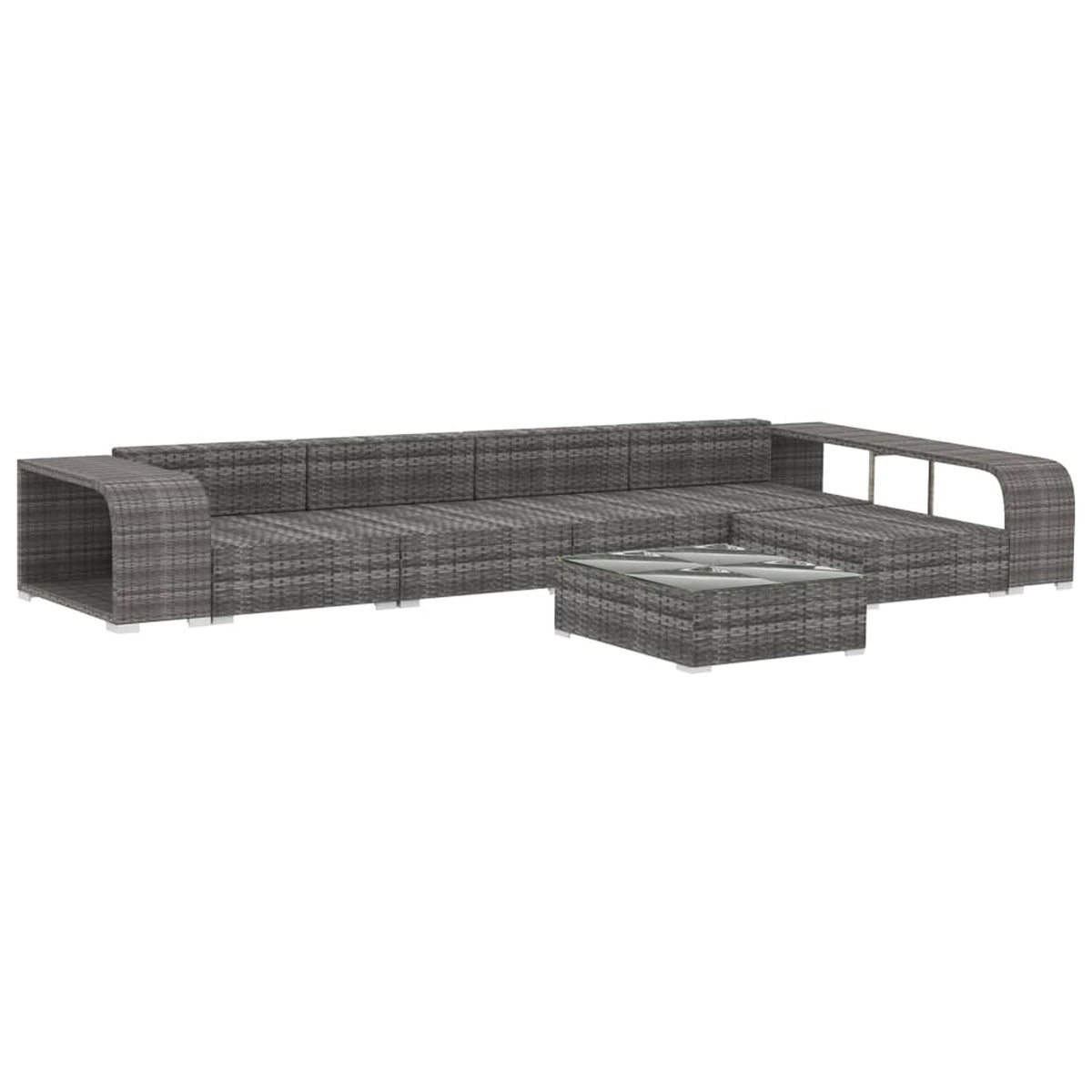 8 Piece Poly Rattan Outdoor Sectional Sofa Set with Cushions H57522