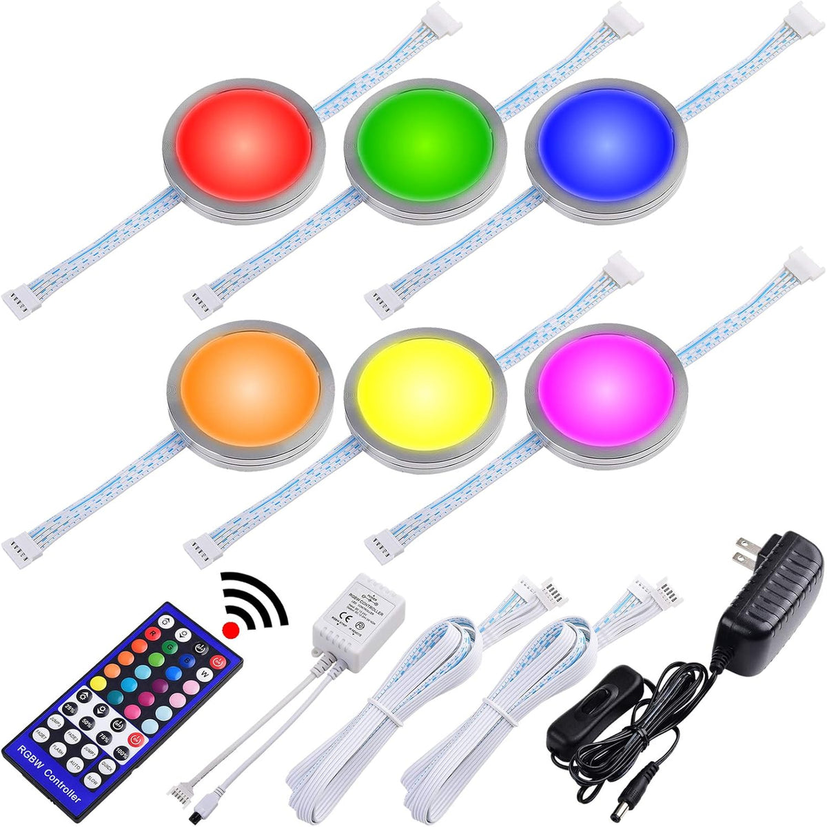 6 Lights Linkable Under Cabinet LED Puck Light with Wireless Remote Control V44852