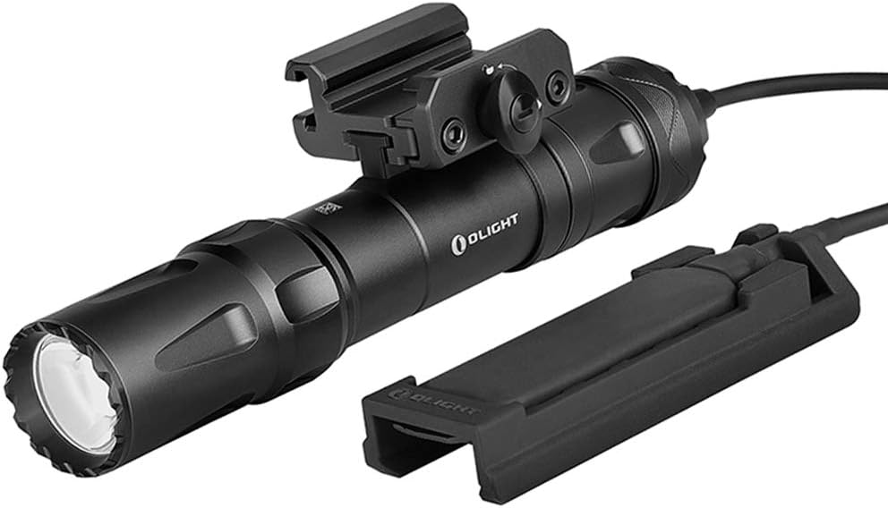 2000 Lumens Picatinny Rail Mounted Rechargeable Tactical Flashlight with Remote Pressure Switch, 300 Meters Beam Distance, Black X855960