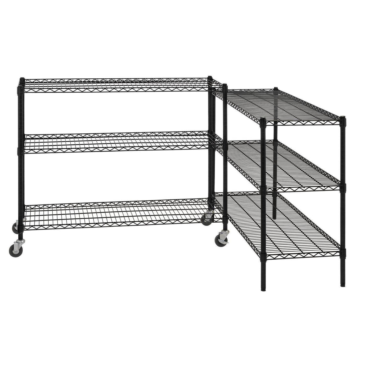 Black 6-Tier Wire Shelving Unit with Rubber Casters J258099
