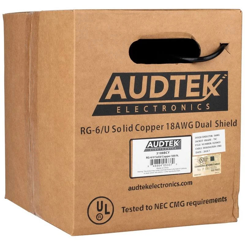 RG-6/U Solid Copper 18 AWG Dual Shield Coax Cable 500 ft. R3084