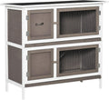 Yellow Wooden Rabbit Hutch with Ramp and Removable Tray O903084
