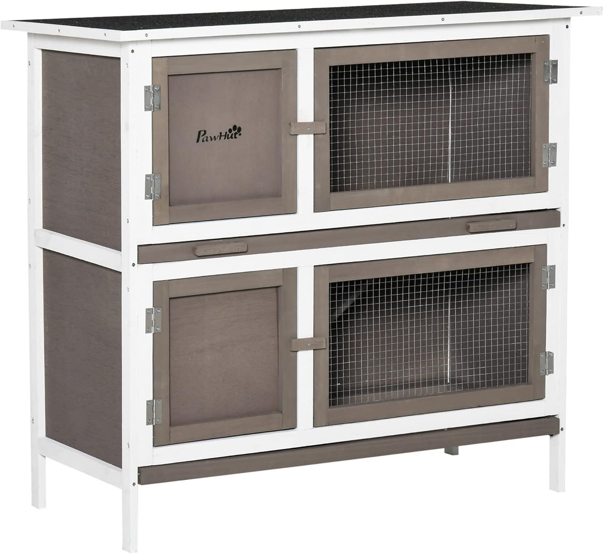 Yellow Wooden Rabbit Hutch with Ramp and Removable Tray O903084