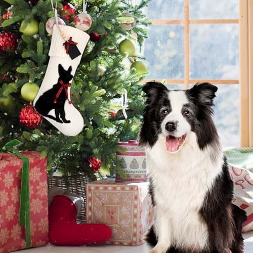 White Knitted Cat Stocking U46096