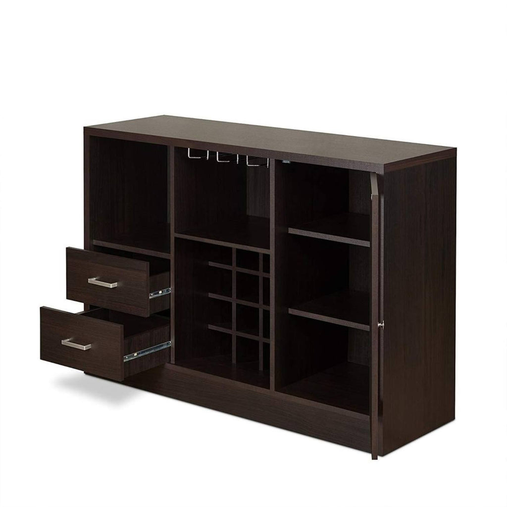 Espresso Brown Wooden Server with Two Drawers I11125