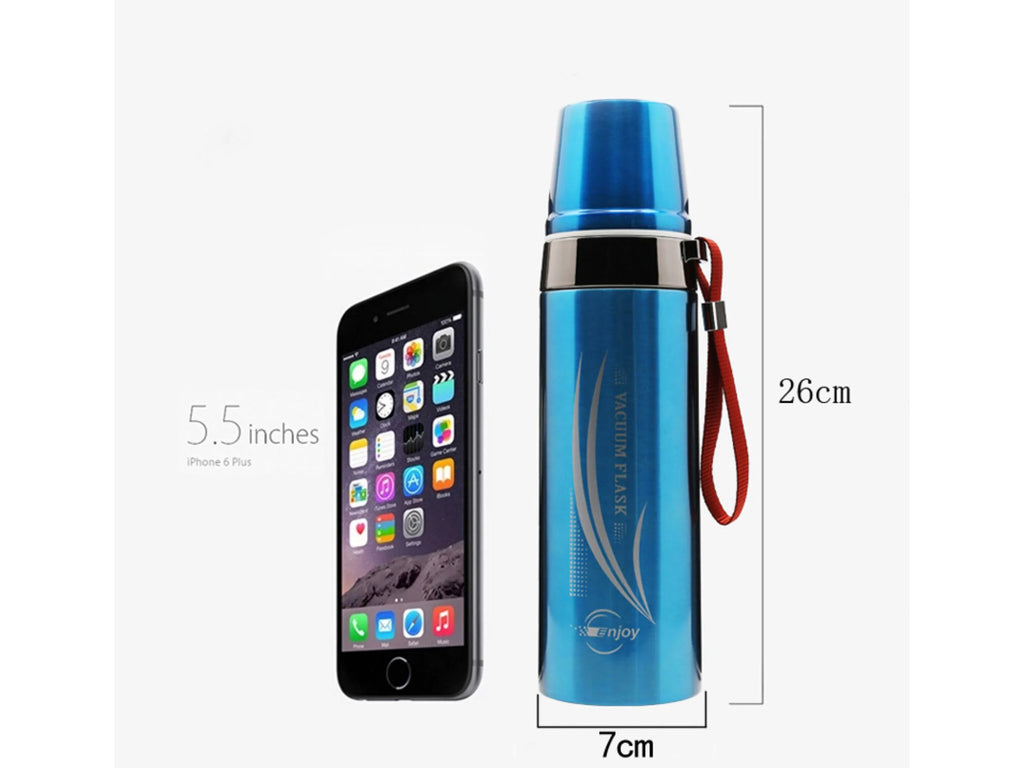 Silver Stainless Steel Vacuum Flask 750ML Water Bottle O97940