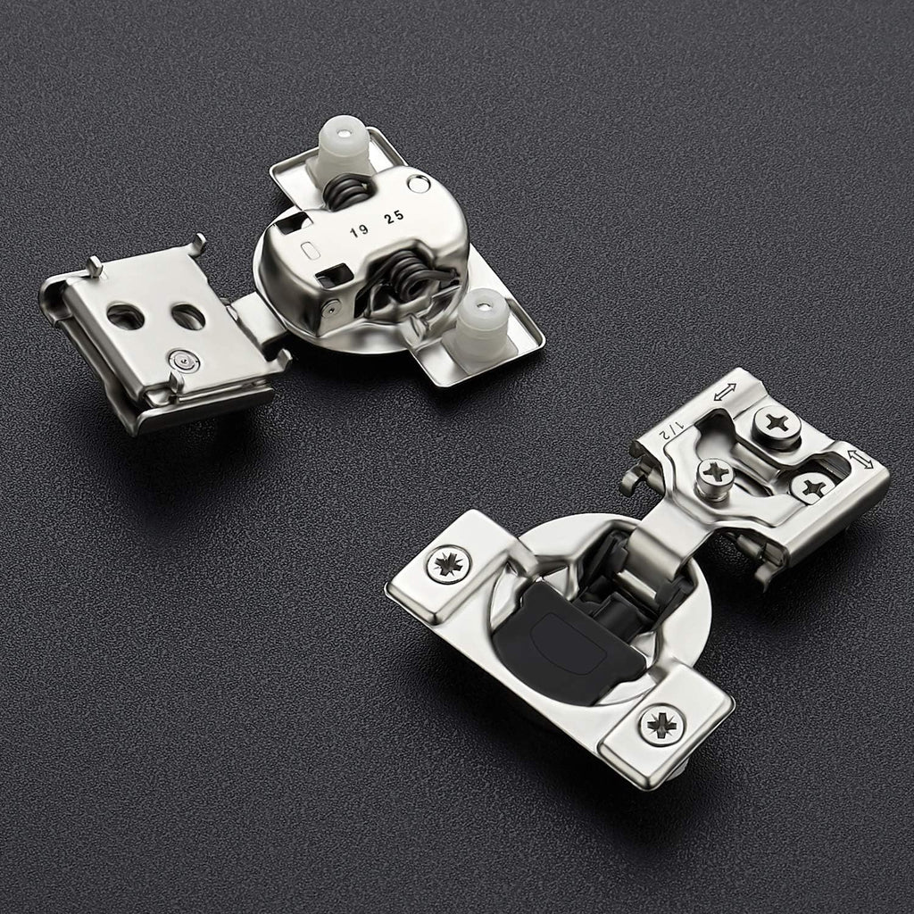 12 Pack 6 Pairs 1/2 inch Overlay Soft Close Hinges Satin Nickel Stainless Steel Concealed Hinge Z341158